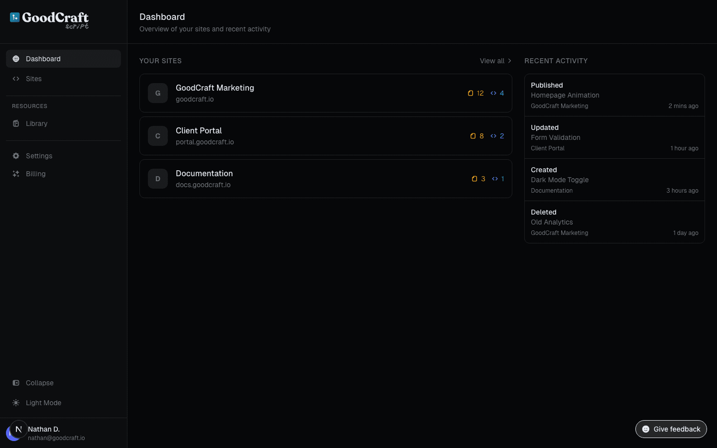 GoodCraft Script code editor with syntax highlighting and AI assistance